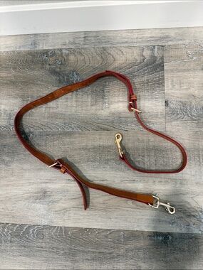 Adjustable Brown and Red Leather crossbody bag strap Leash